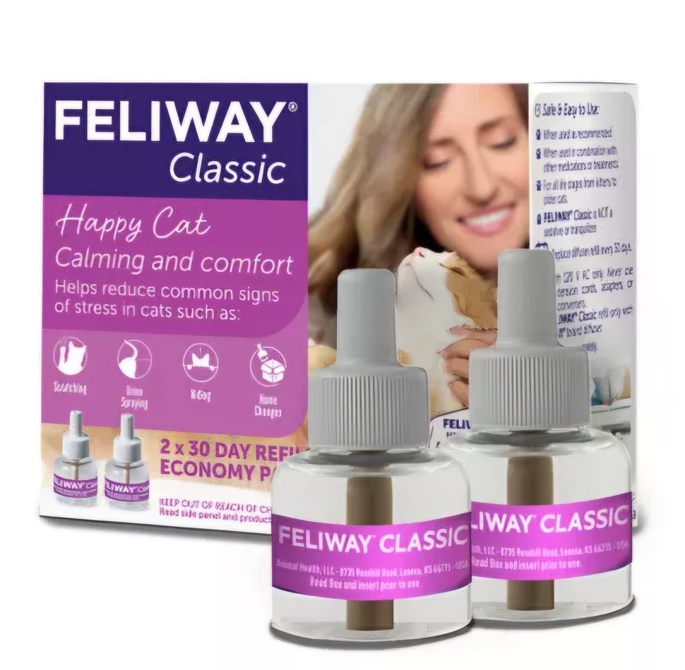 Feliway Classic Diffuser - (2) 48 mL Cat Calming Pheromone Refill - New Box 2027