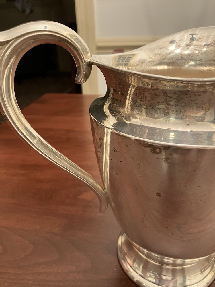 Silver Plate Water Pitcher 8” Unmarked