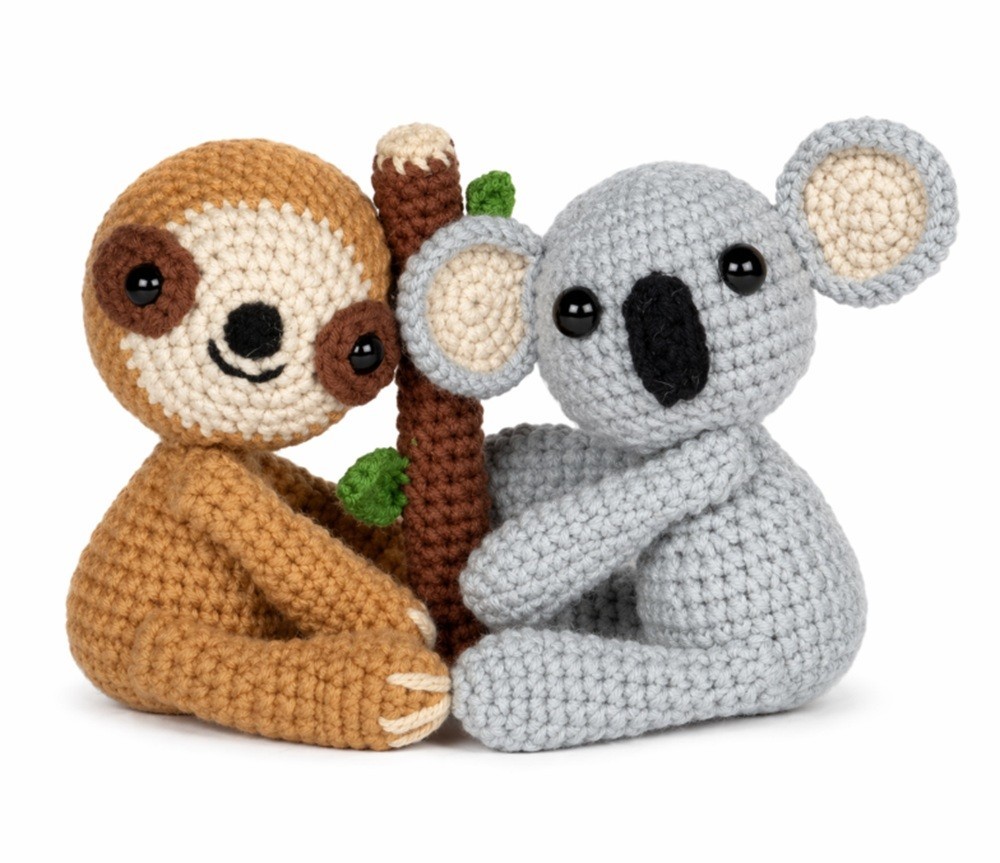 Sloth Koala Crochet Kit for Beginners Amigurumi DIY Set with Video Tutorial