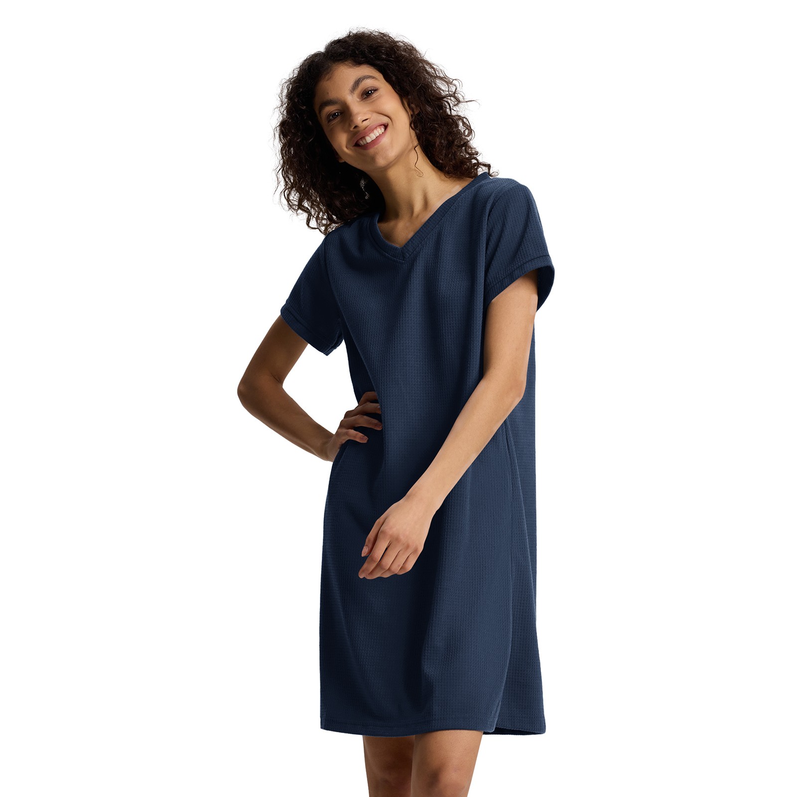 SIORO Women Short Sleeve Nightgowns Comfy Sleepshirt Sleepwear Waffle Loungewear