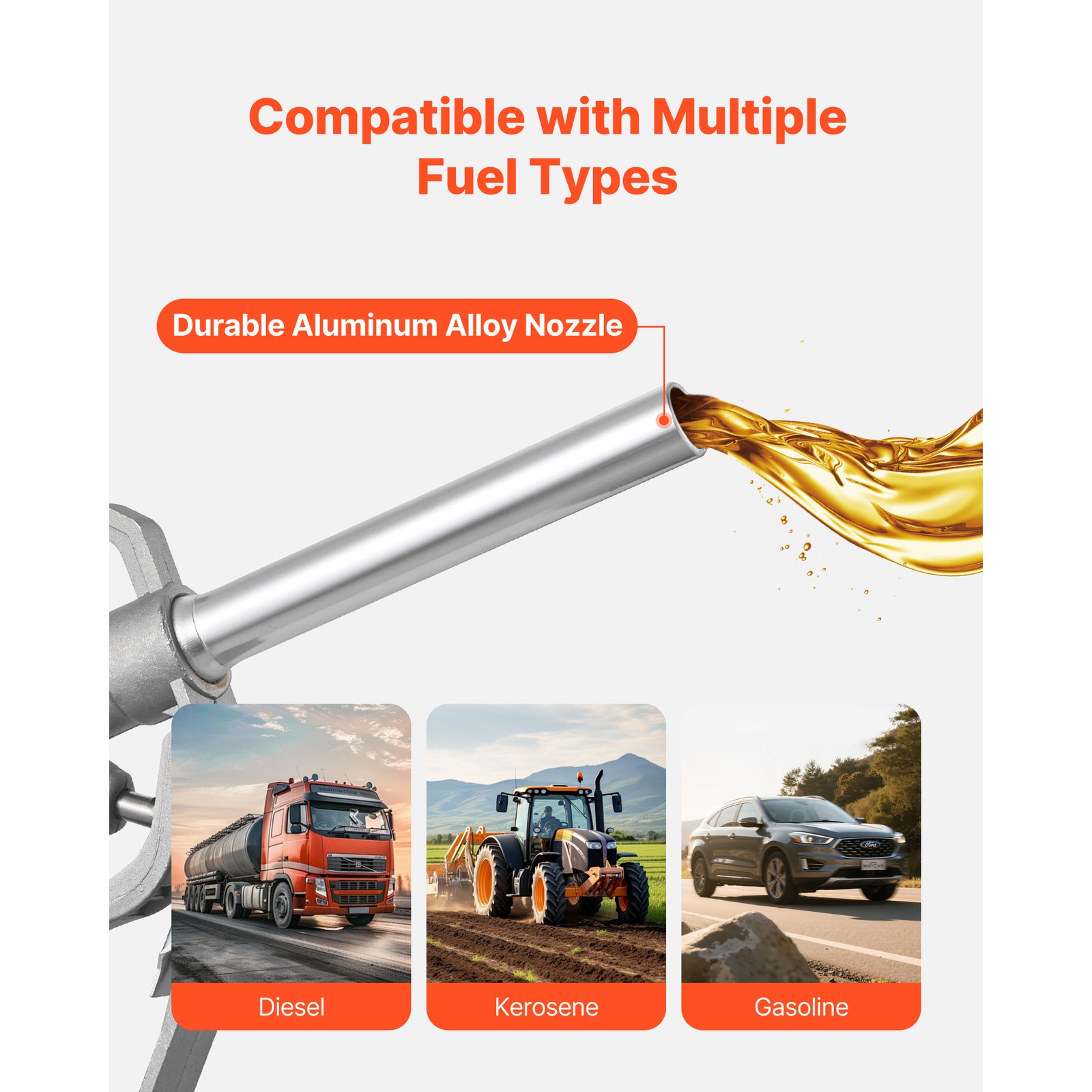 Uimoso 3/4 in NPT Automatic Fuel Nozzle with 0.78 in Spout and 10 ft Hose