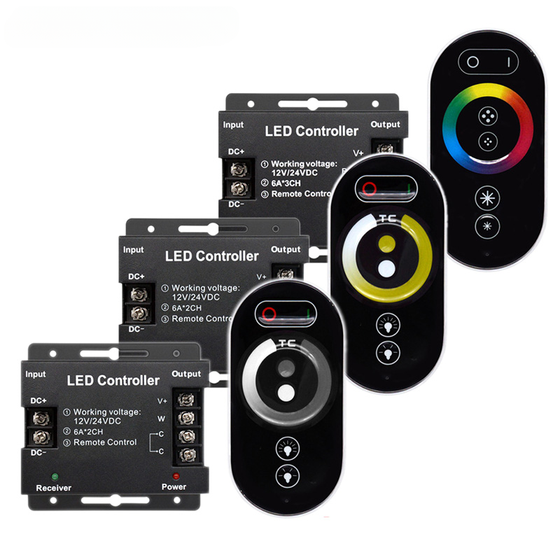 DC12-24V 12A 18A LED Strip Light RF Touch Remote Controller Dimmer for SMD COB