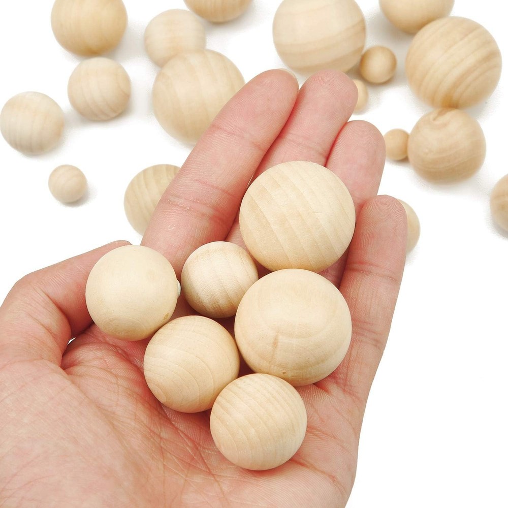 Natural Raw Unfinished Wood Beads, Hemispheres, Square Blocks - Assorted Sizes