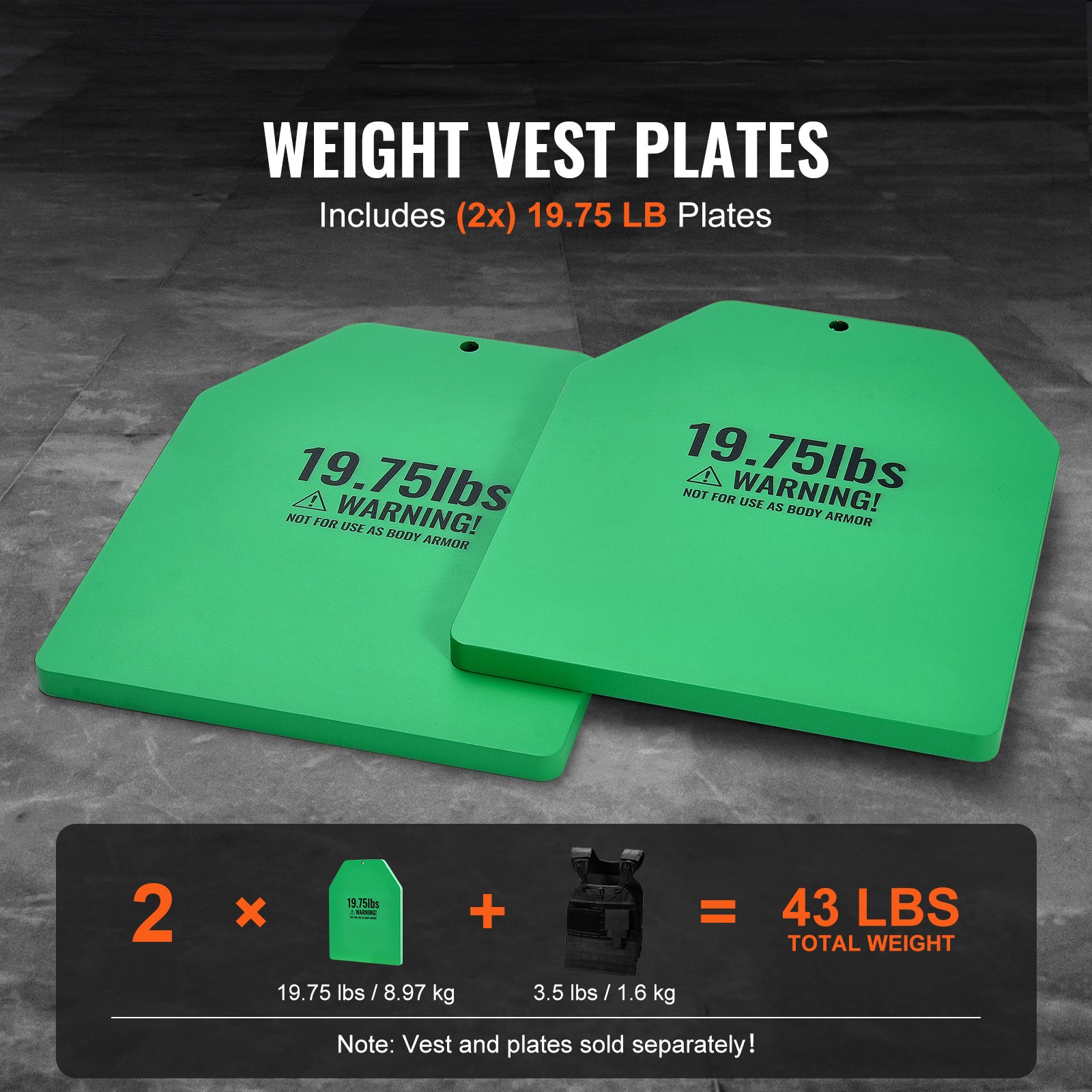 Weight Vest Plates for Strength Training Running Workout 2x19.75 LB Plates