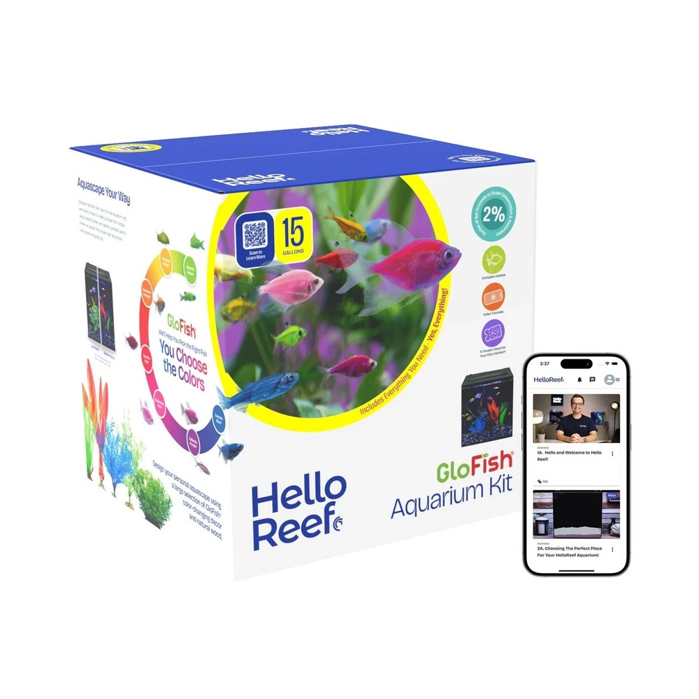 HelloReef GloFish All In One Aquarium Kit With Learning Guide