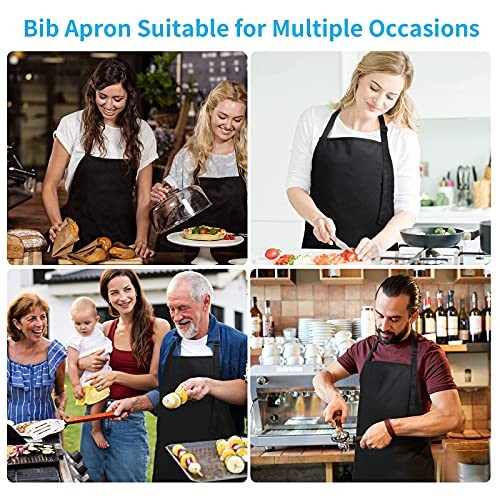 Adjustable Bib Apron, Waterproof, with 2 Pockets, Neck Strap and Extra 1pack