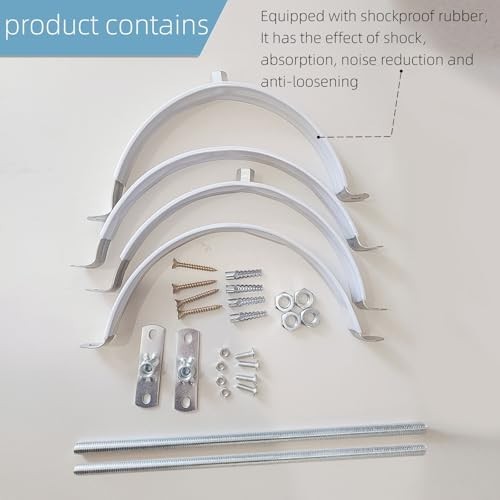 6" Adjustable Pipe Bracket Set - Heavy Duty Galvanized Iron Hanger Strap, Wall S