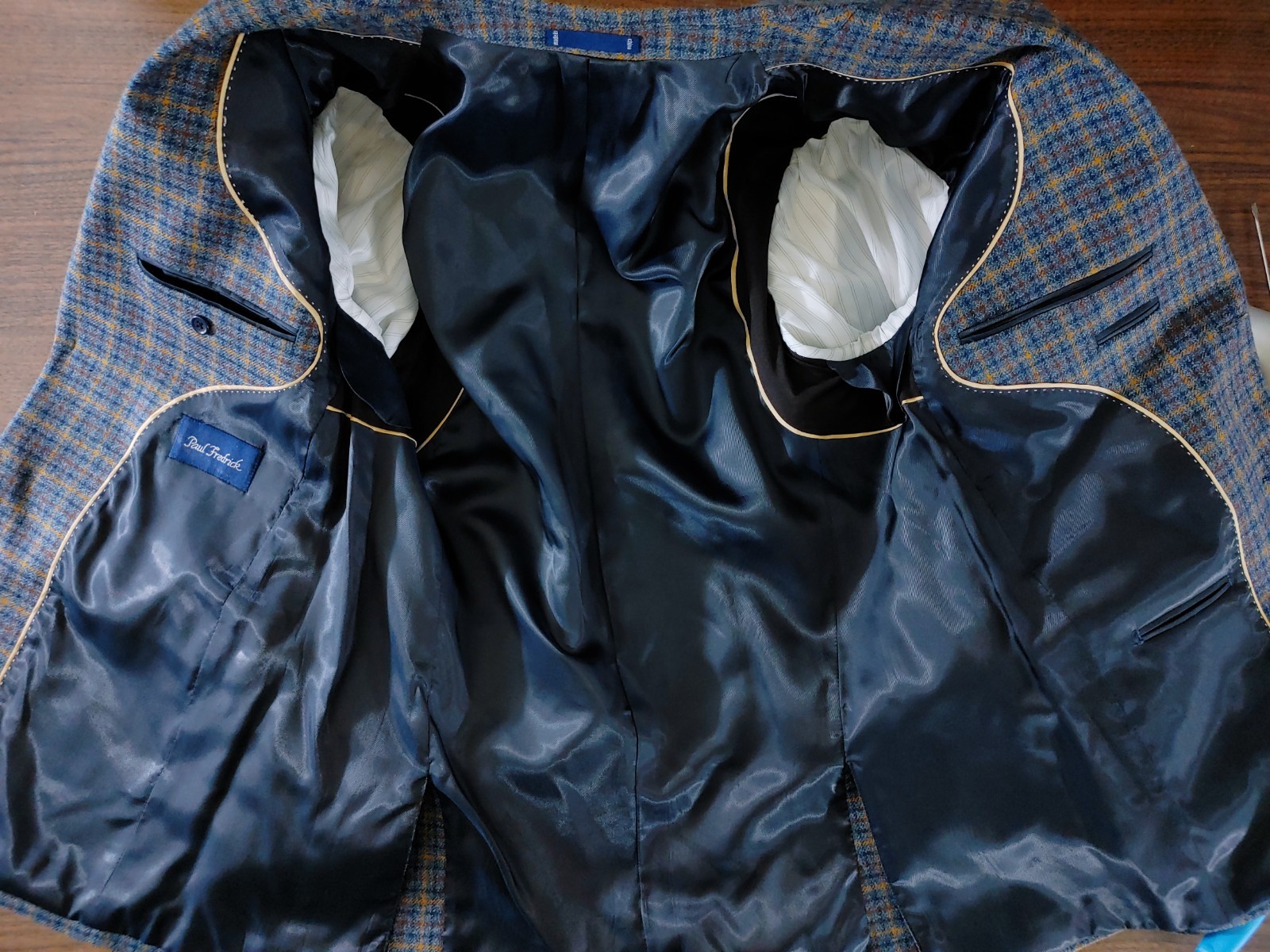 Paul Fredrick Sport Coat Mens 40/42S Soft Tweed Wool Multicolor Check Jacket