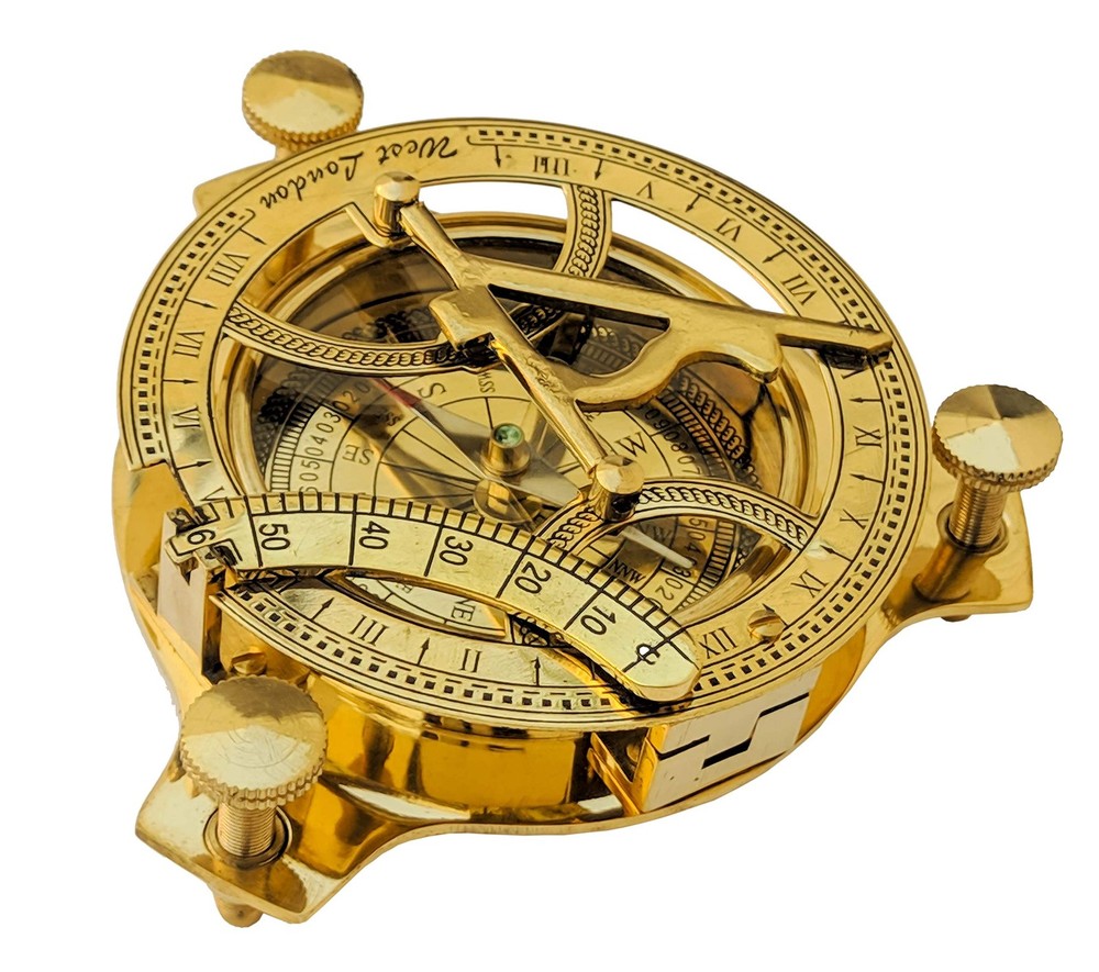 4" Sundial Compass - Solid Brass Sun Dial