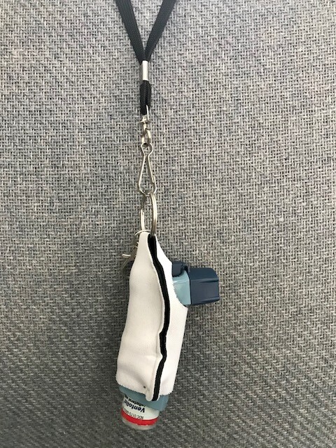 Asthma Inhaler Holder Case Solid White Sleeve COPD Inhaler Keyring Lanyard