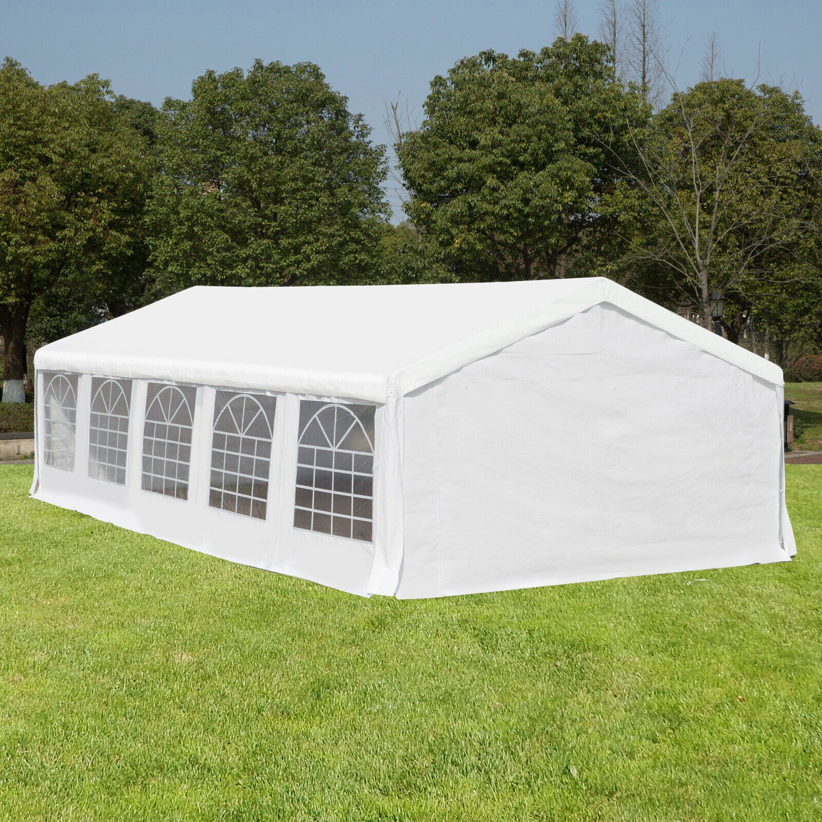 32'x16' Large Outdoor Carport Canopy Heavy Duty Party Tent with Sidewalls White