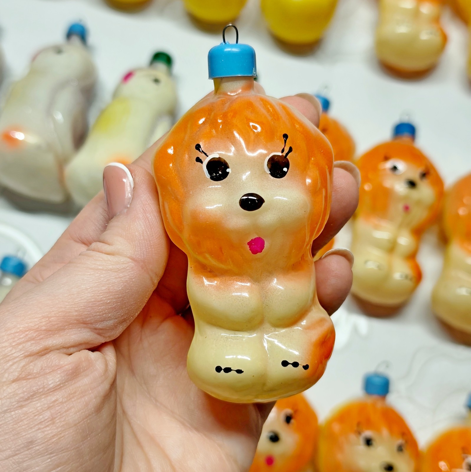 Vintage glass Christmas Ornament animals decoration soviet USSR