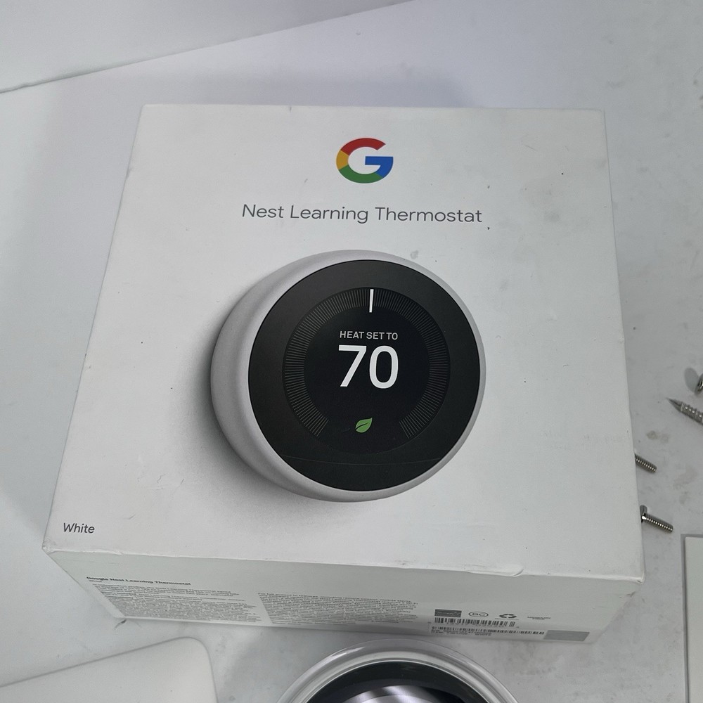 Google Nest Learning Thermostat 3rd Gen White Programmable Smart Wi-Fi T3017US