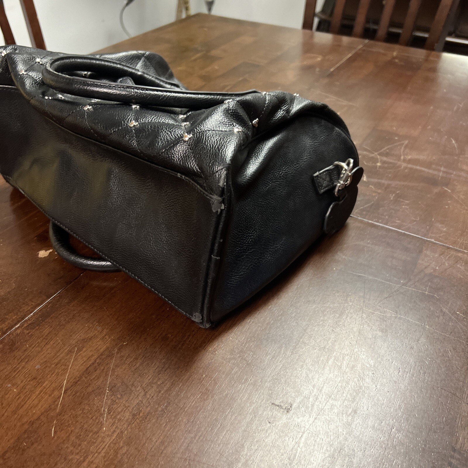 Disney Mickey Mouse Black leather Quilted Design Bag Purse Loungefly