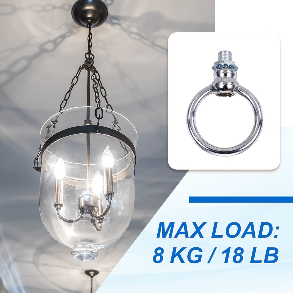 8kg M10 2x2.3" Thread Lifting Eye Nut Holder Hook Ring Silver
