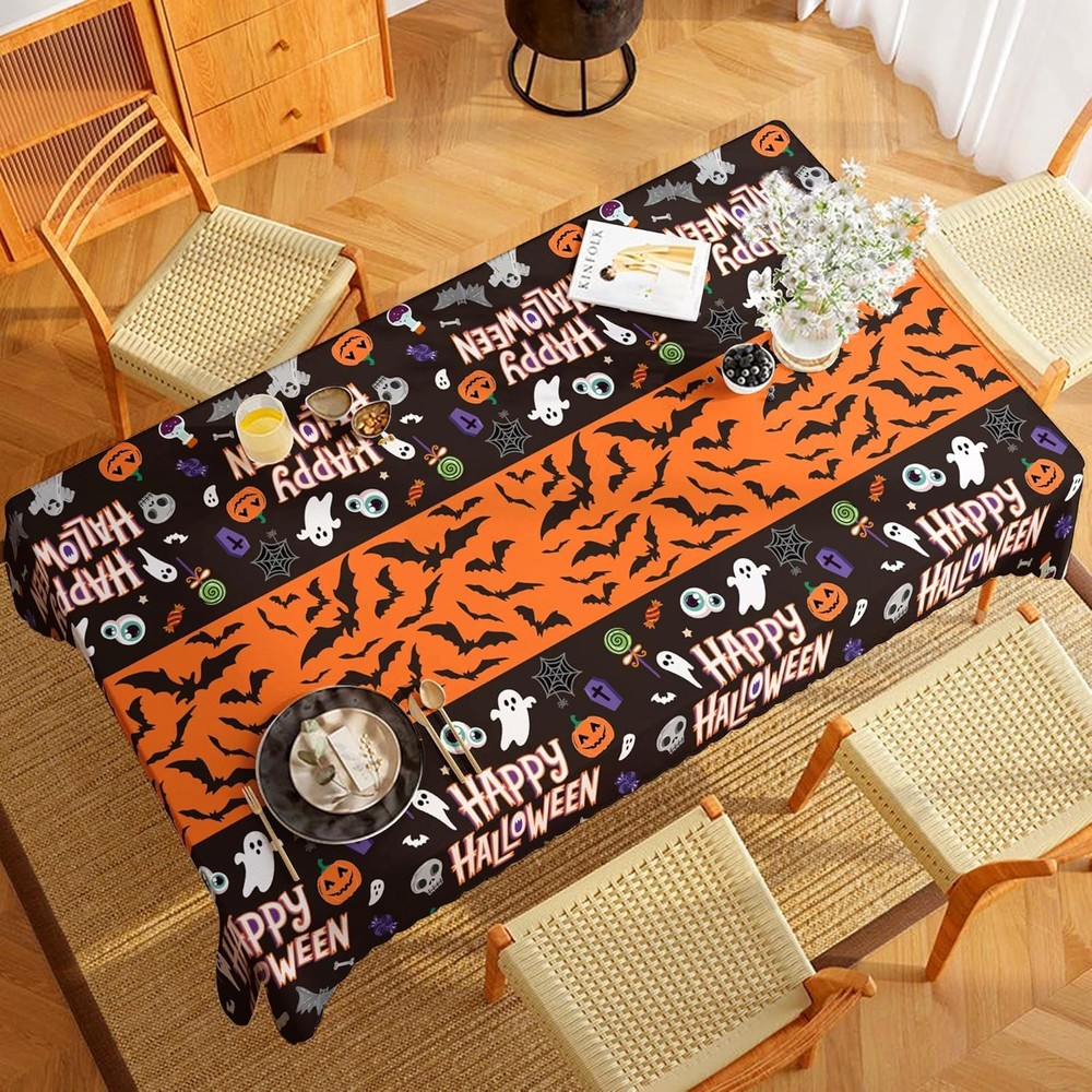 OHOME Halloween Decorations - 2 Pack Plastic Tablecloth for Black