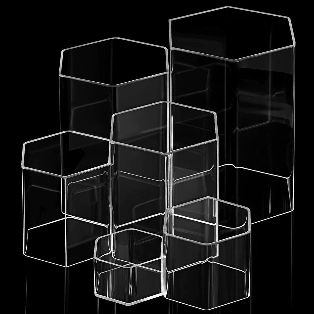 Hexagonal Jewelry Display Risers Riser Stands Acrylic Clear