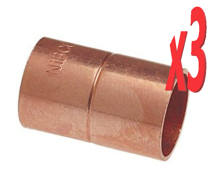 1" Inch Copper Rolled Stop Coupling Fitting - Stop Sweat Solder - 1,3,5 Pack