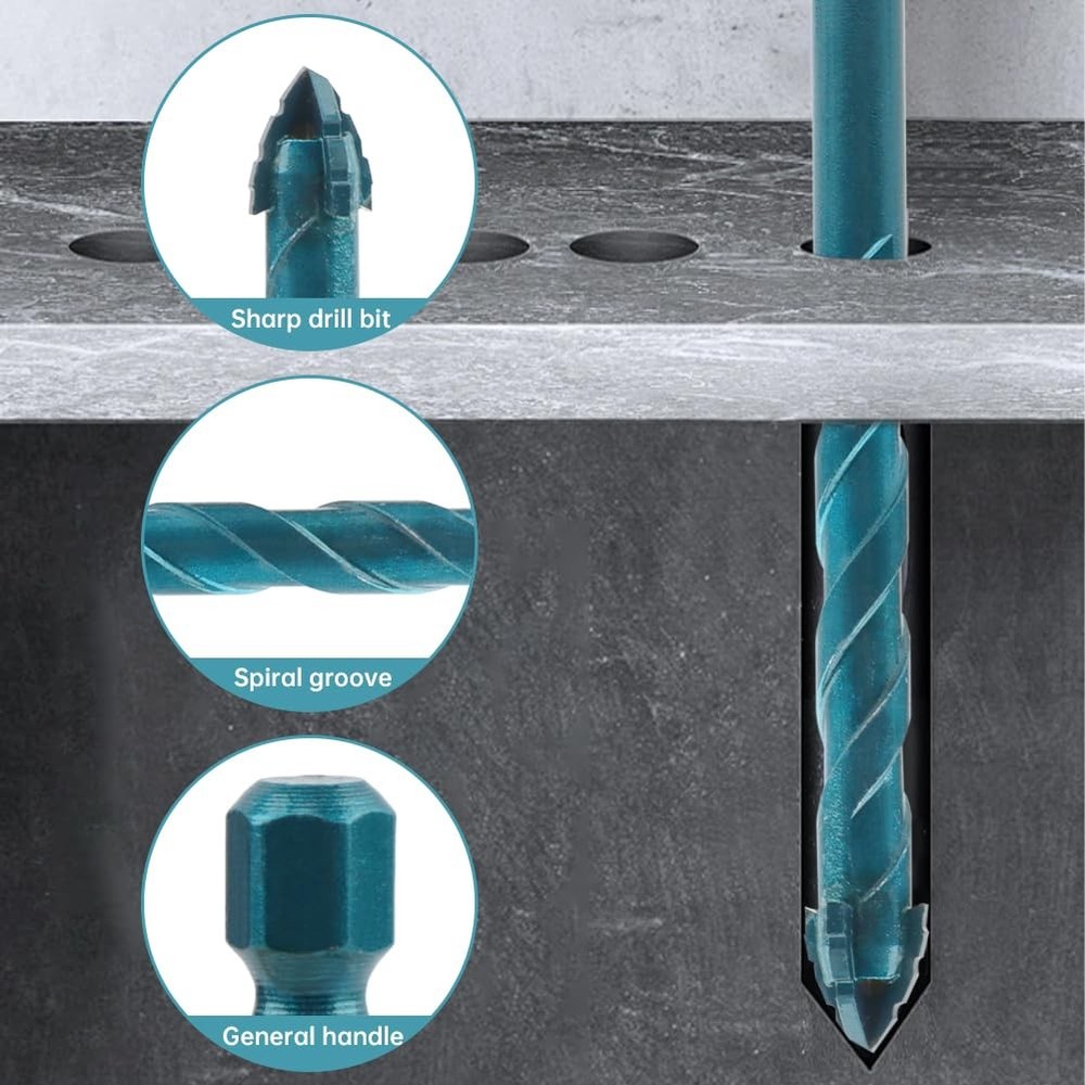 10 Pack Dry Diamond Drill Bits,Tile Drill Bit Set for Ceramic,Porcelain,Marbl...
