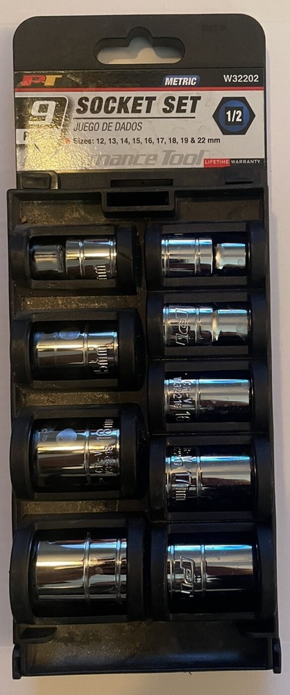 Performance Tool 1/2" DR Metric Socket Set - 9-Piece W32202