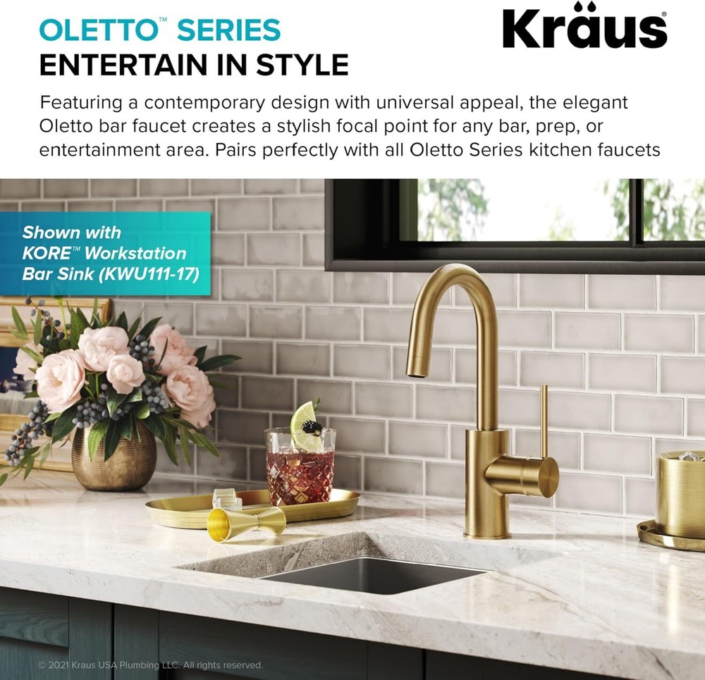 Oletto Single Handle Kitchen Bar Faucet QuickDockTop Mount Installation Assembly