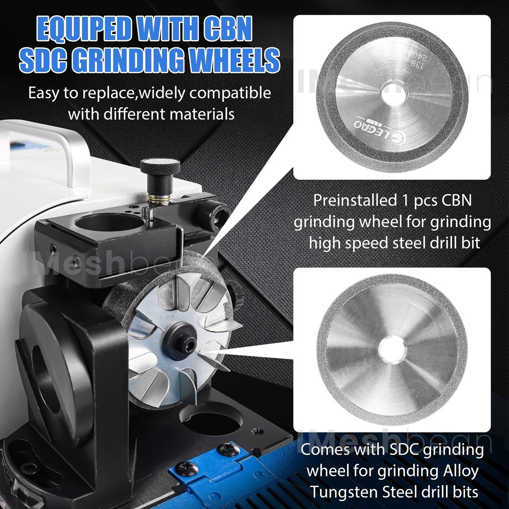 3-13mm Drill Bits Sharpener 95°-135° Bits Grinder Sharpener w/11 Collets 2 Wheel