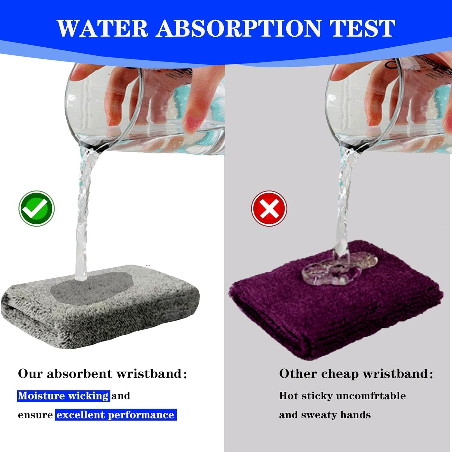 2 or 4 Pack 6 Inch Wrist Sweatbands Tennis Wrist Bands Absorbent Sweat Band