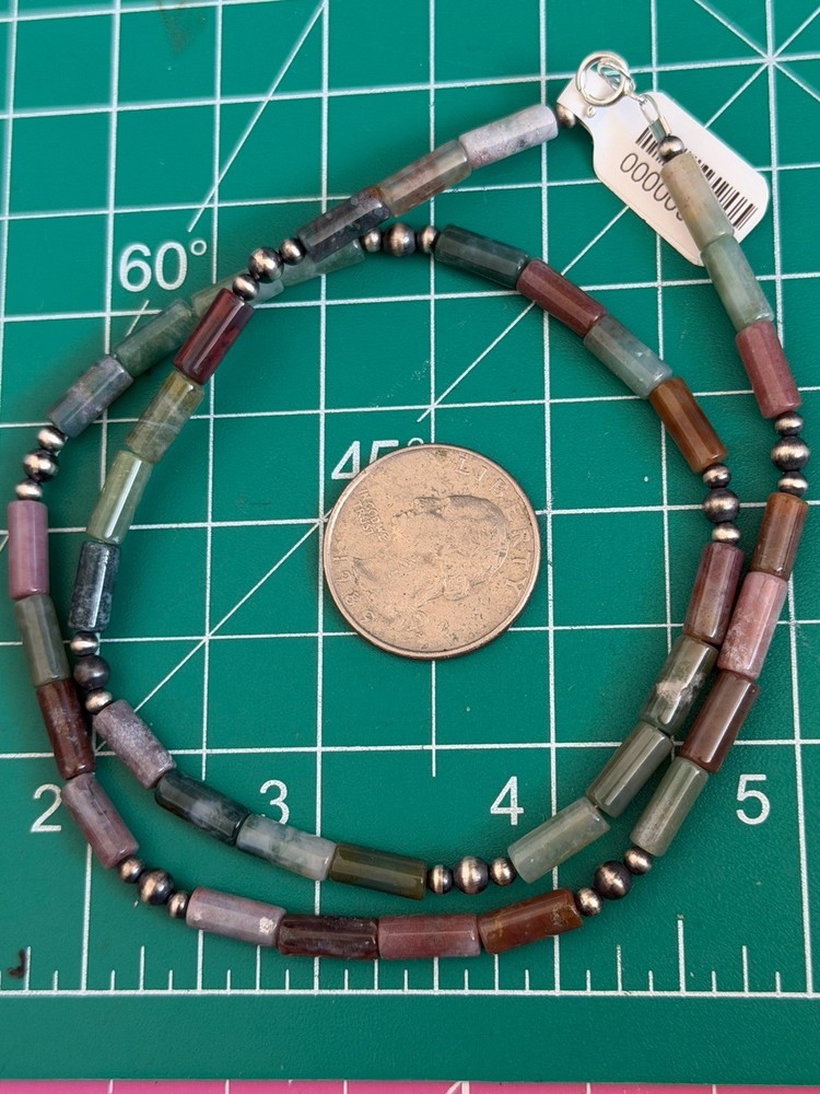 Bronzite Sterling Silver Native Hand Strung 18” Necklace