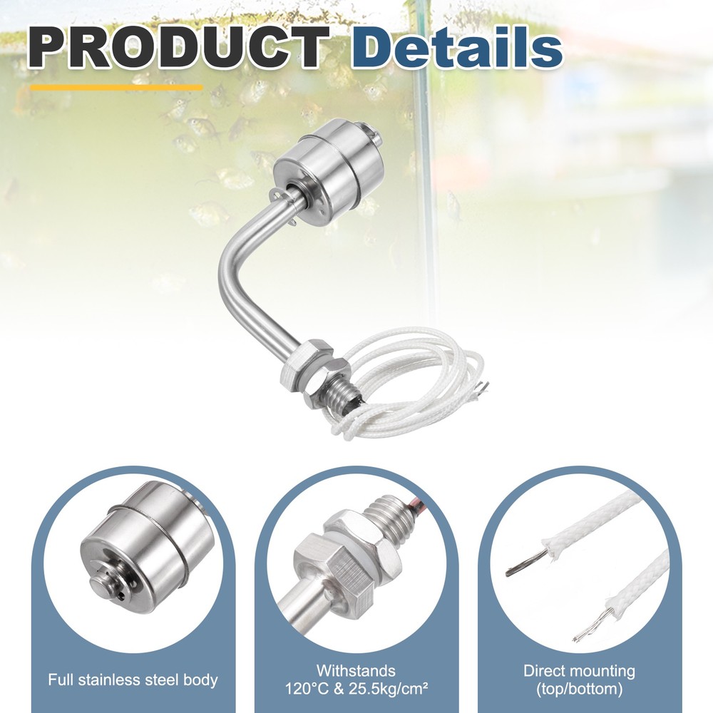 Float Switch 78mm Rod 0.5A Horizontal Single Float for Pump/Alarm 1 Pcs