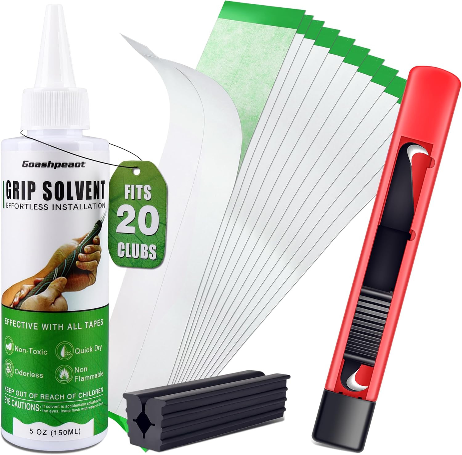Grip Repair Kit for Regripping Golf Club Tapes, Solvent, Hook Blade,Clam