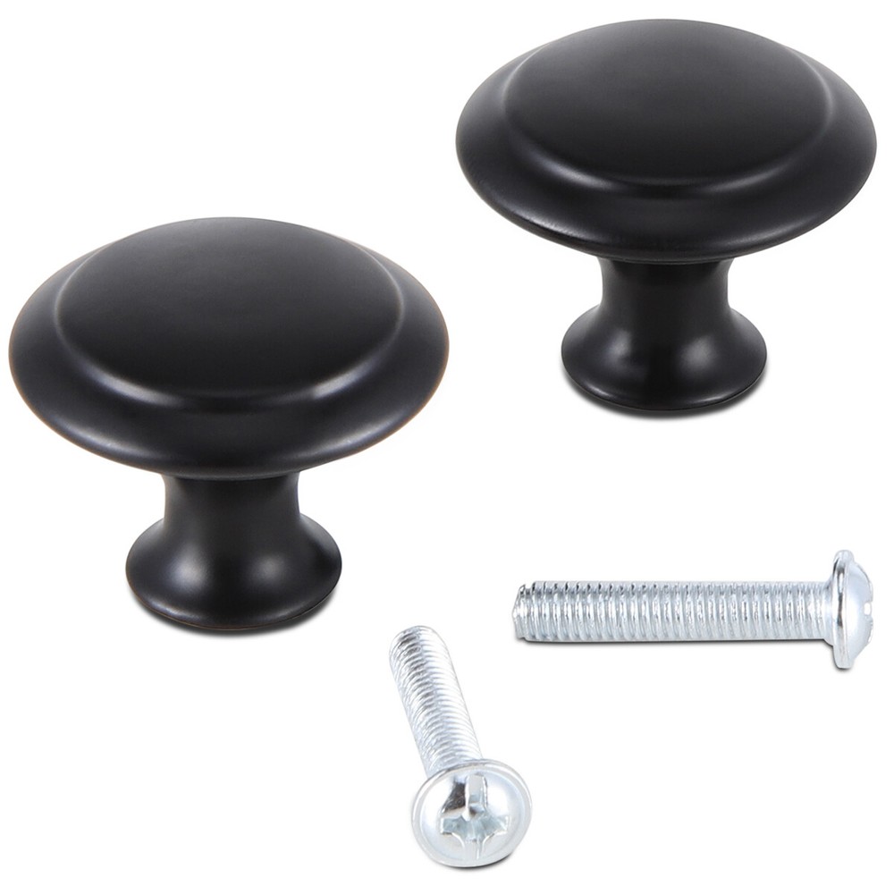2-100 Pack Matte Black Kitchen Cabinet Knobs Round Drawer Pulls Stainless Steel