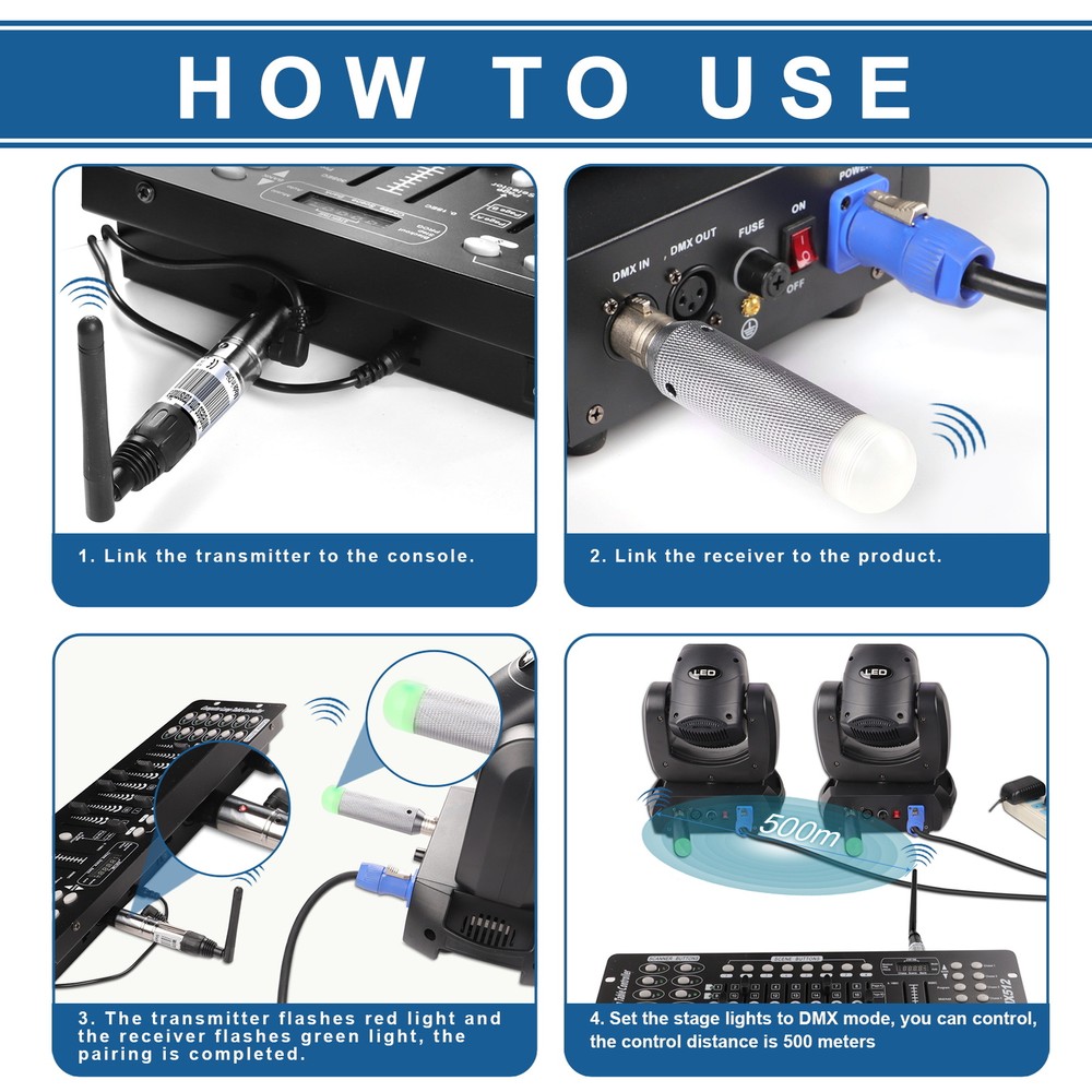 DMX 2.4G Wireless Transmitter & Receive For Disco Stage Lighting DJ Controller