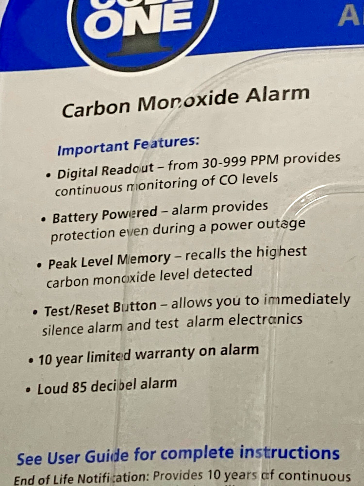 Kidde Code One Carbon Monoxide Alarm KN-COB-LP Battery Powered LED Lights