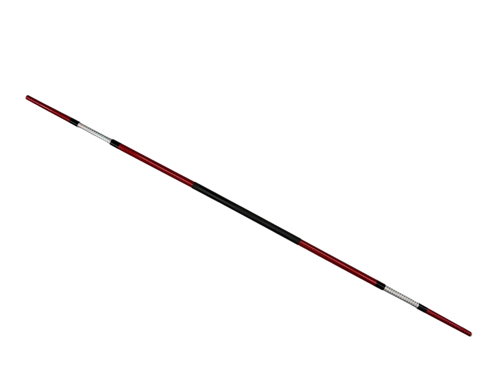 Martial Arts 2-Piece Bo Staff, 66 inch, Holo Red w/ Holo Silver & Black