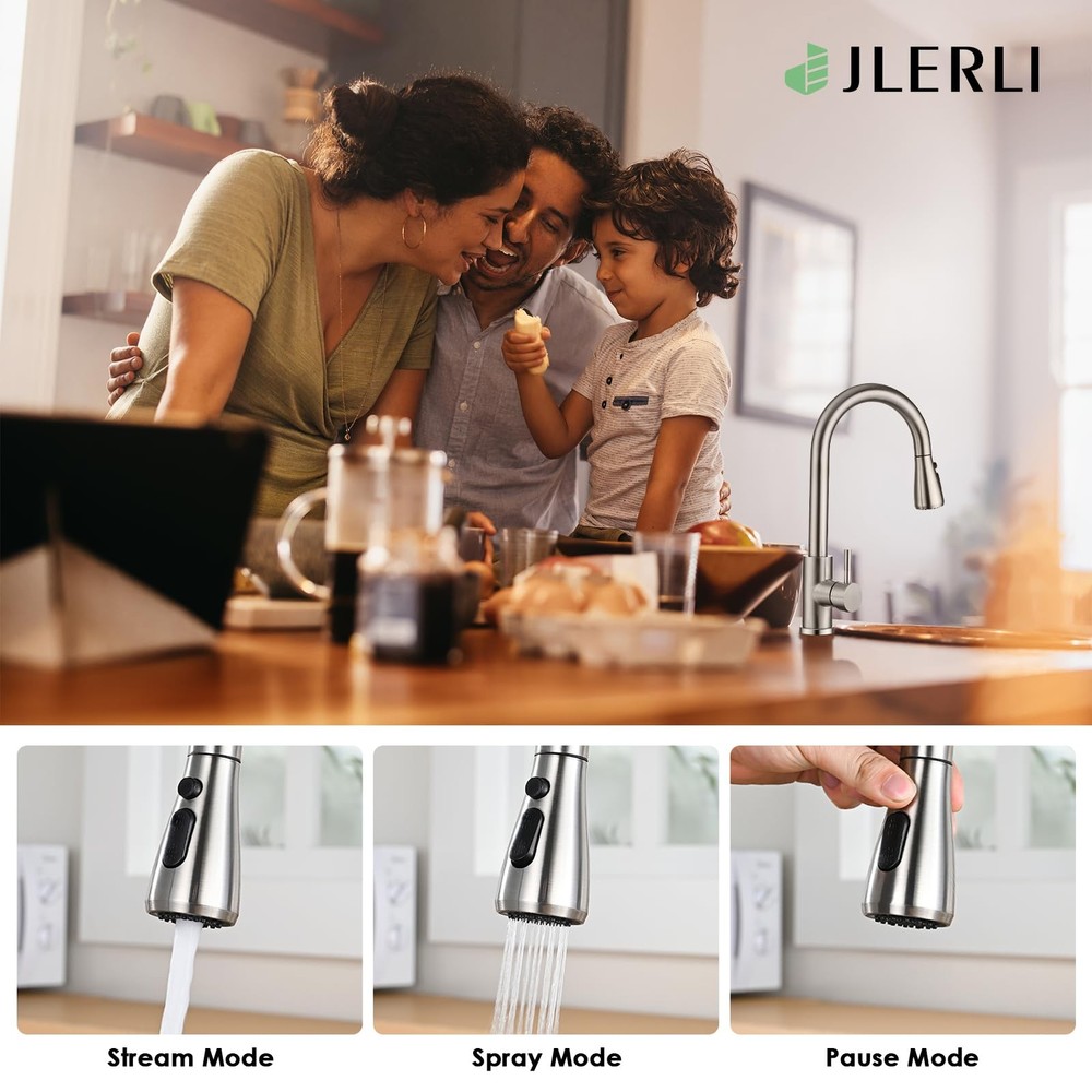 Kitchen Faucet with Pull Down Sprayer, High Arc Brushed Nickel Single Handle ...