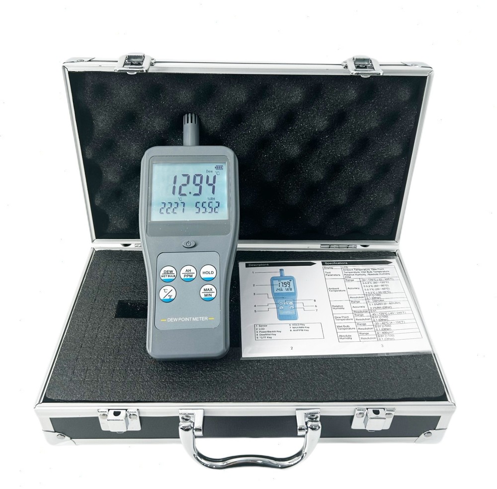 Digital Humidity Temperature Dew Point Meter with PPM Range 0~50000 Resolution 1