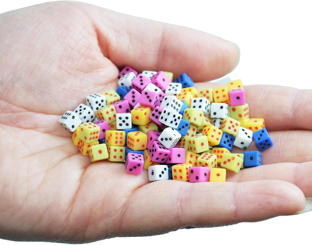 Mini Dice Set 100Pc 5mm Assorted Tiny D6 Game Dice For Math Crafts Party