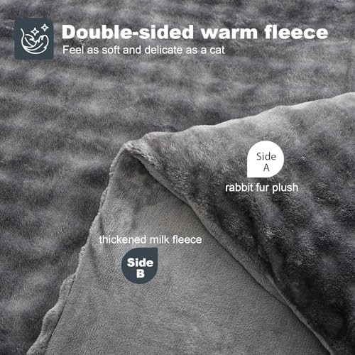 Rabbit Plush Faux Comforter Sets 59x79 In blanke (without insert) Gray