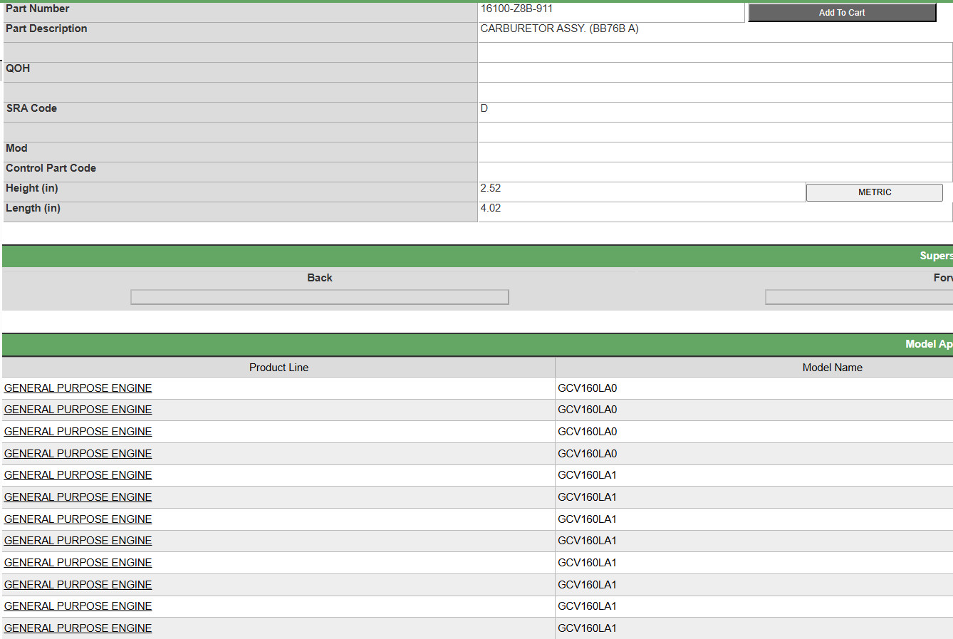 HONDA Carburetor (Carb) GCV160 16100-Z8B-911 Genuine OEM (BB76B A)