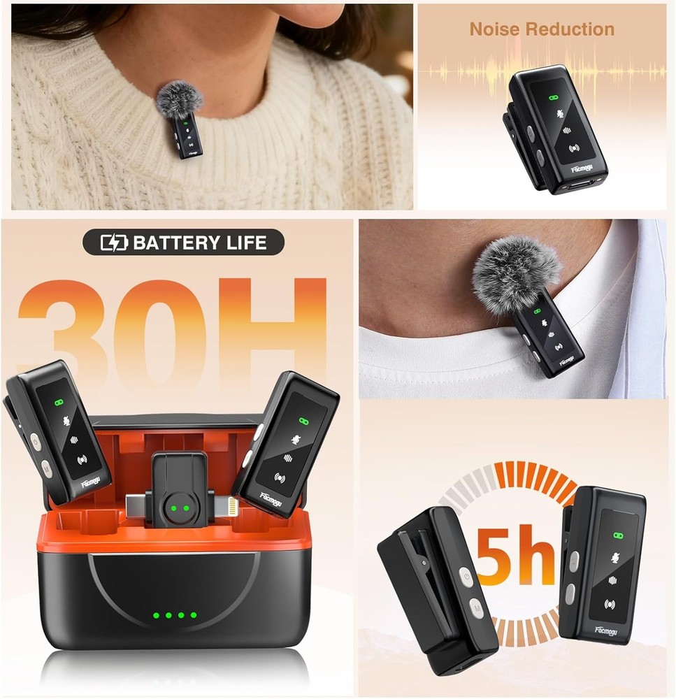 K80 Professional Mini Wireless Lavalier Microphone for iPhone Android Tablets (L