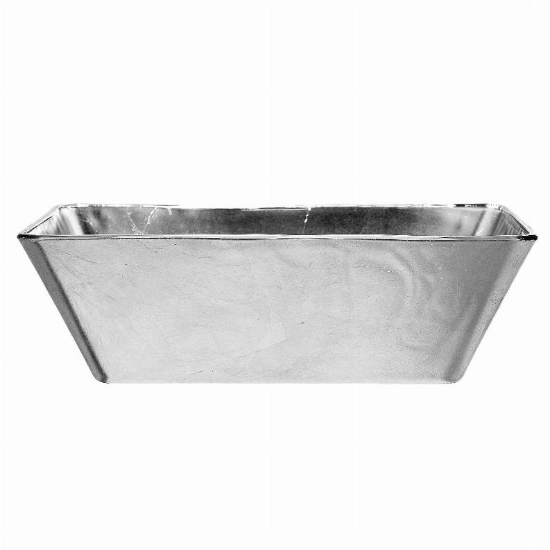 GILT Gilded Glass 13" Rectangular Bowl Silver 13"