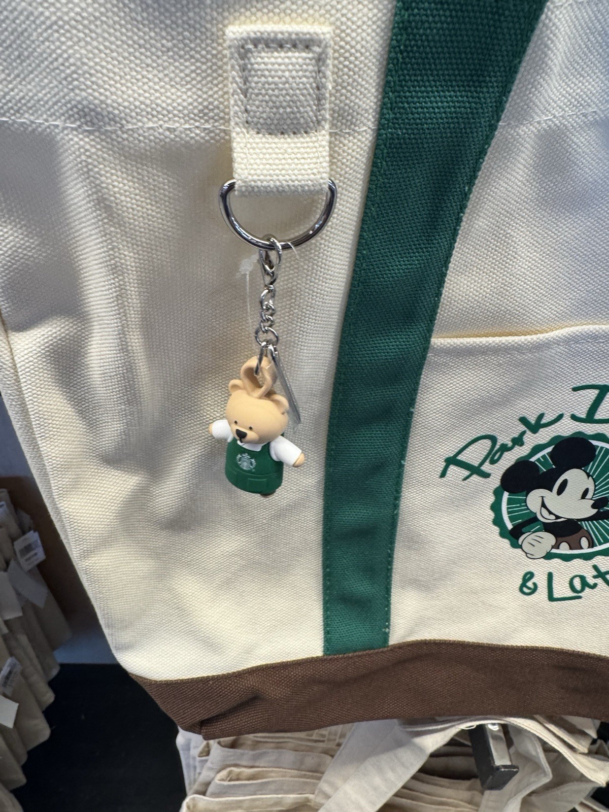 Disney Parks 2026 Starbucks Park Days and Lattes Tote Bag With Bear Keychain🧸