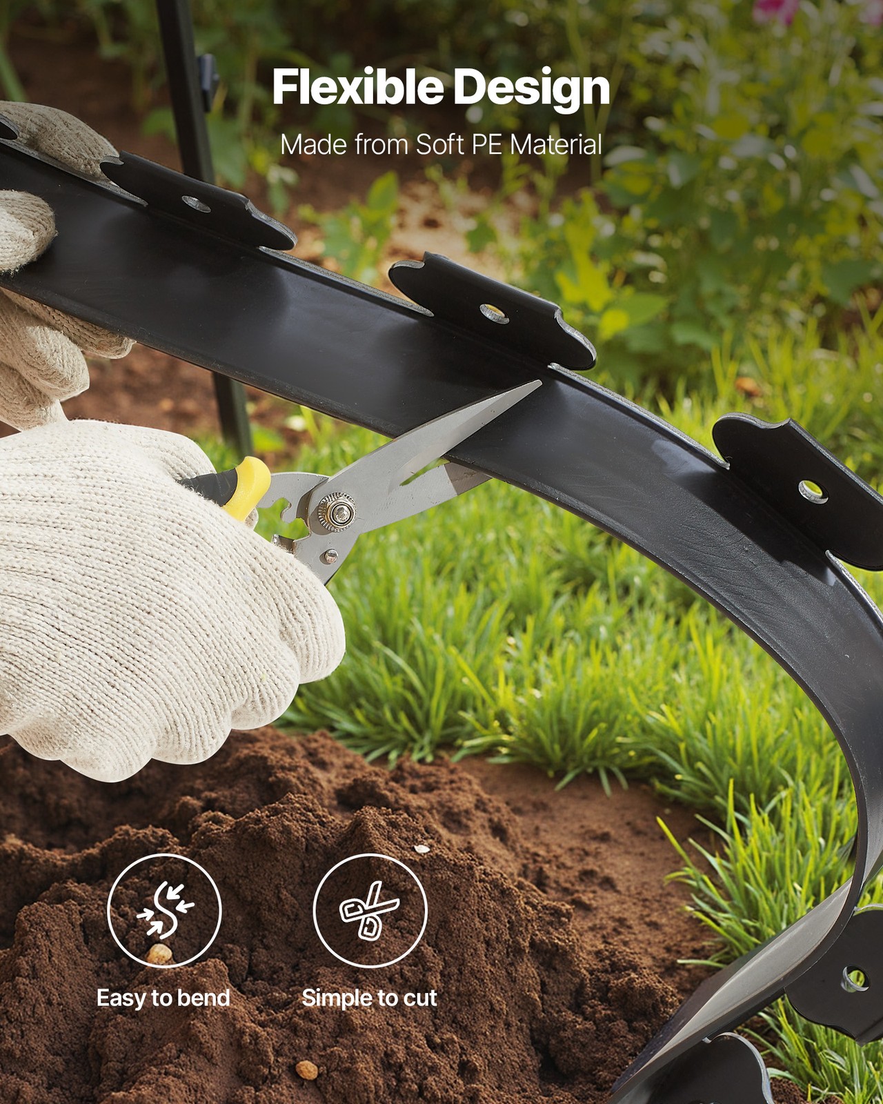 Uimoso 20ft x 2in L-Shaped Plastic Garden Edging, Durable No-Dig Border