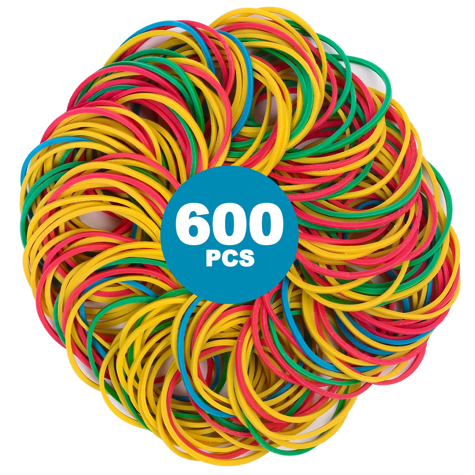 600PCS Large Rubber Bands Heavy Duty Elastic Long Rubber Bands 4 Assorted Colors