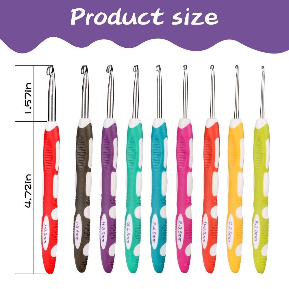 Ruidi TPR and ABS Handle Crochet Hook(9pcs)