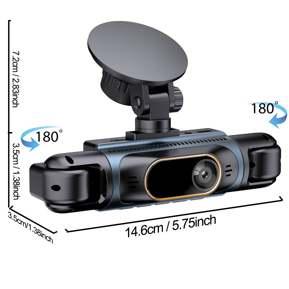 2K 4 Channels Dashboard Camera Dash Cam CAR DVR Driving Recorder 3.16 IPS Screen