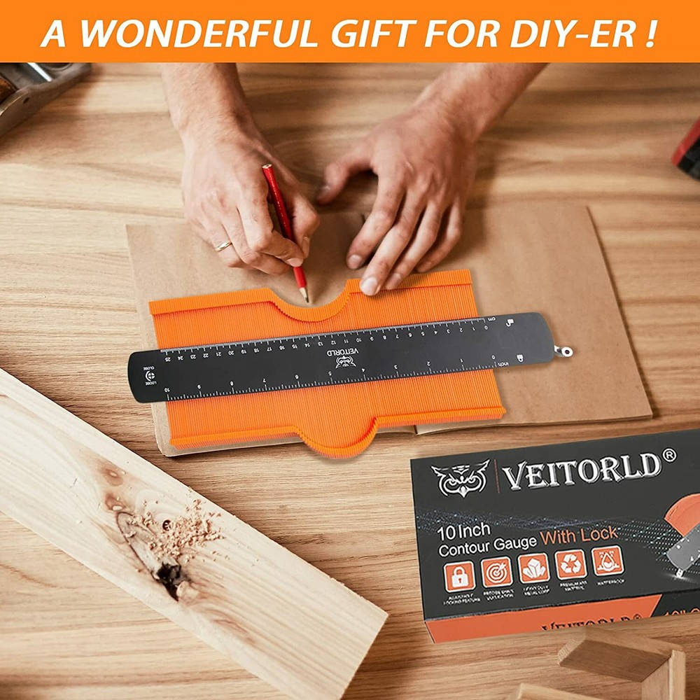 Contour Gauge Profile Tool Shape Duplicator with Lock Flooring Tools Woodwork