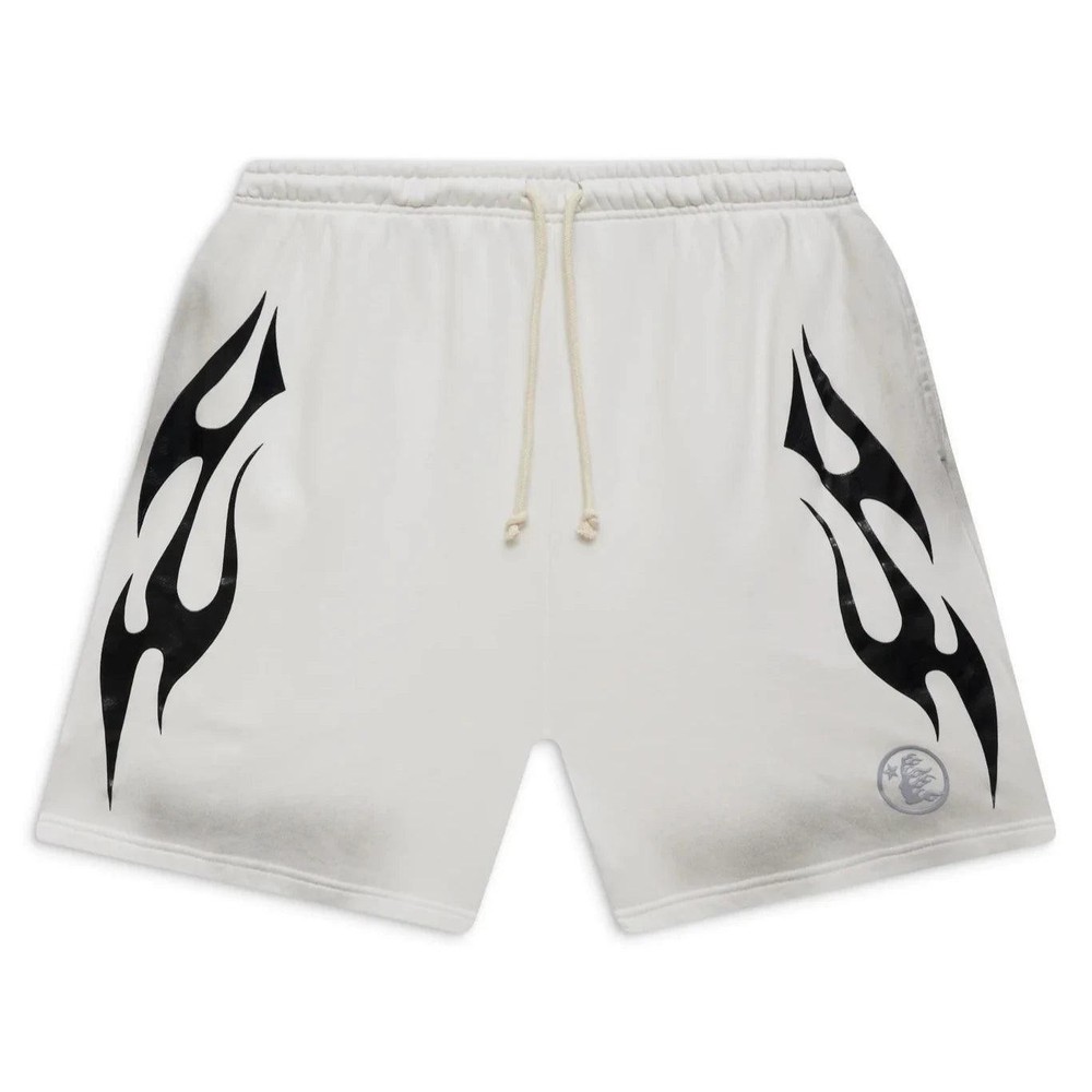 Hellstar Flame Shorts White & Grey