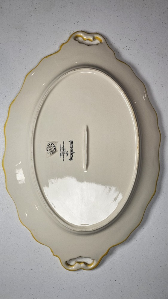 Temp-tations Old World Pumpkin Patch 18.5" Oval Handled Platter Serving Tray