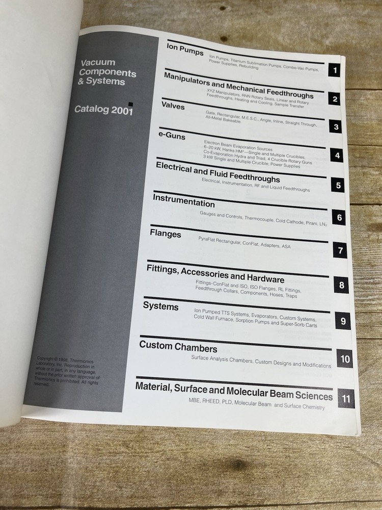 Thermionics 2001 Vacuum Components and Systems Catalog